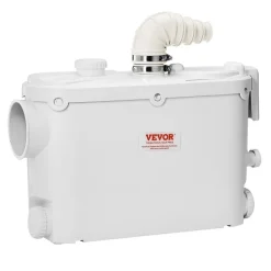 VEVOR Macerator Pump, 500W, 29 GPM Flow, 26 ft/8 m Head, Macerator Wall-Hung Toilet Pump with 4 Water Inlets, Waste Water Disposal Upflush Machine for Toilet, Basement, Shower, Sink, Laundry, Bathtub