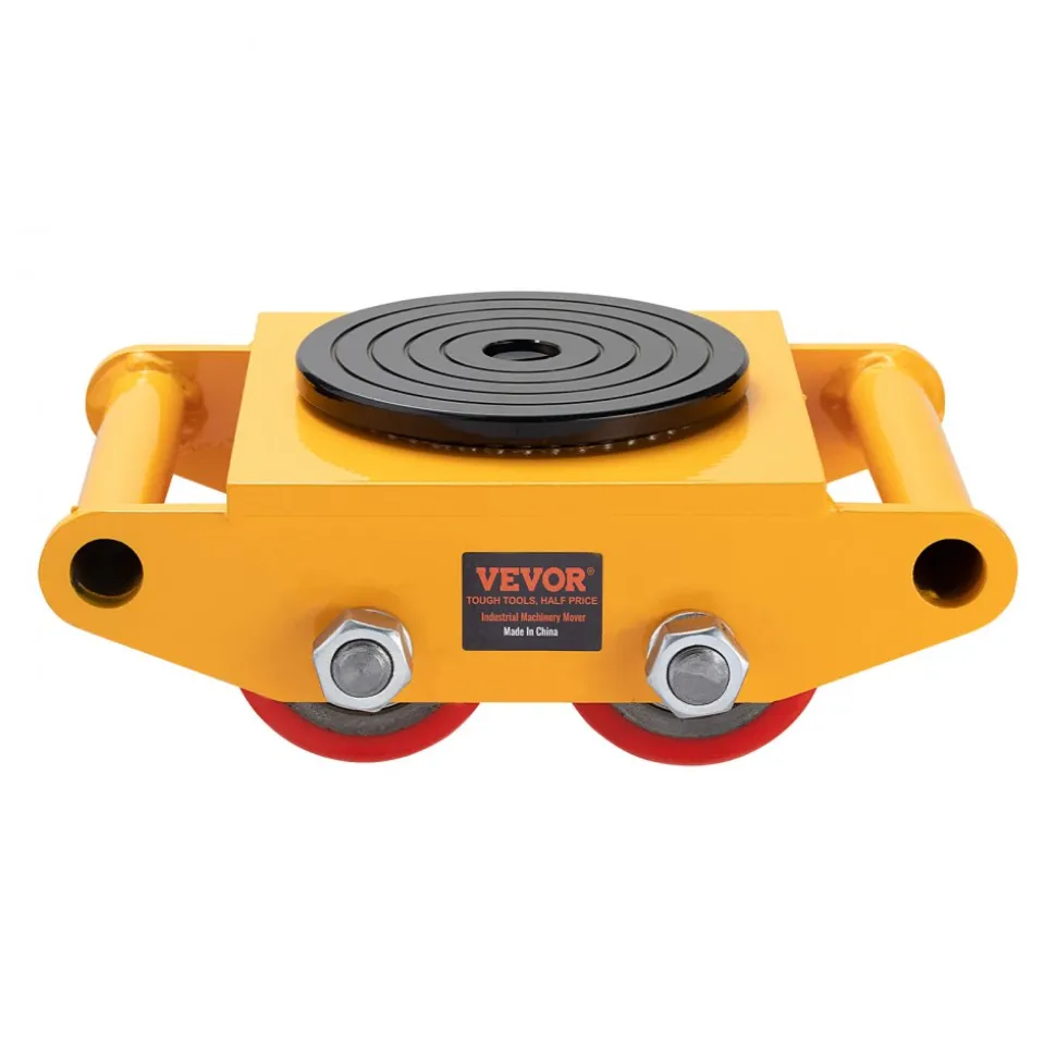VEVOR Machinery Skate Dolly, 13,200 LBS/6T Industrial Machinery Mover, Heavy Duty Carbon Steel Machinery Moving Skate with 4 PU Wheels and 360° Rotation Non-Slip Cap for Warehouse, Workshop, Factory