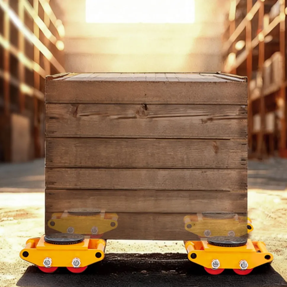 VEVOR Machinery Skate Dolly, 13,200 LBS/6T Industrial Machinery Mover, Heavy Duty Carbon Steel Machinery Moving Skate with 4 PU Wheels and 360° Rotation Non-Slip Cap for Warehouse, Workshop, Factory