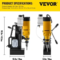 VEVOR Mag Drill, 0-300 RPM Stepless Speed Electromagnetic Drill Press, 2