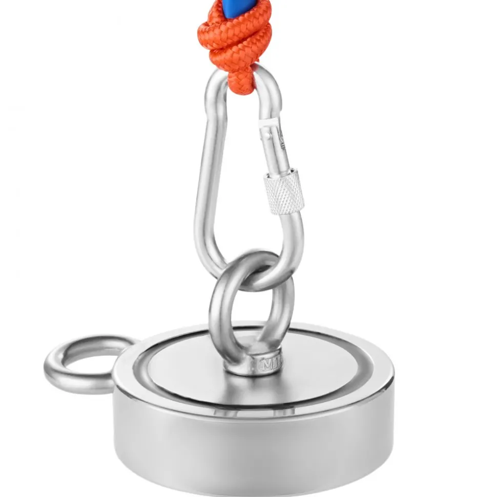 VEVOR Magnet Fishing Kit, 1700 LBS/771 Kg Double-Sided Pulling Force Strong Magnet Fishing Kit, Rare Earth Neodymium Magnetic Fishing Kit Includes Grappling Hook, Heavy Duty Rope, Gloves and Eyebolt