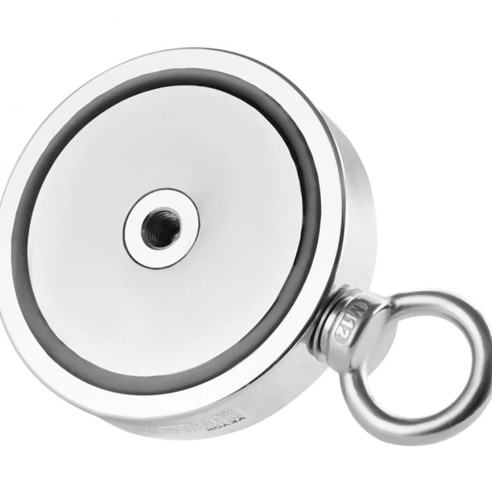 VEVOR Magnet Fishing Kit, 2000 LBS/907 Kg Double-Sided Pulling Force Strong Magnet Fishing Kit, Rare Earth Neodymium Magnetic Fishing Kit Includes Grappling Hook, Heavy Duty Rope, Gloves and Eyebolt
