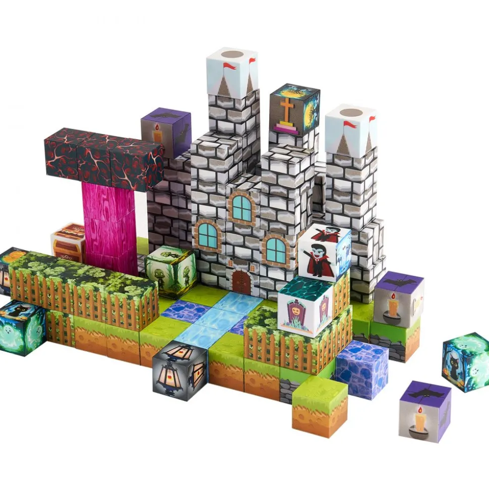VEVOR Magnetic Blocks, 100 PCS Cemetery Zombies Set, Magnetic Building Cubes for Kids, STEM Montessori Sensory Toys for Christmas Birthday Gift, Construction Stacking Toy for 3+ Years Old Boys & Girls
