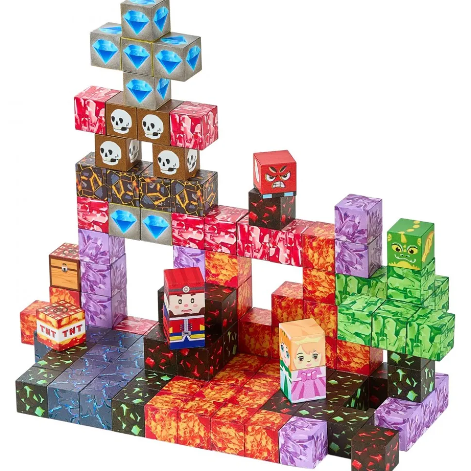 VEVOR Magnetic Blocks, 100 PCS Dark Castle Set, Magnetic Building Cubes for Kids, STEM Montessori Sensory Toys for Christmas Birthday Gift, Construction Stacking Toy for 3+ Years Old Boys & Girls