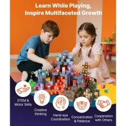 VEVOR Magnetic Blocks, 150 PCS Dark Castle Set, Magnetic Building Cubes for Kids, STEM Montessori Sensory Toys for Christmas Birthday Gift, Construction Stacking Toy for 3+ Years Old Boys & Girls