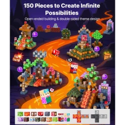 VEVOR Magnetic Blocks, 150 PCS Dark Castle Set, Magnetic Building Cubes for Kids, STEM Montessori Sensory Toys for Christmas Birthday Gift, Construction Stacking Toy for 3+ Years Old Boys & Girls