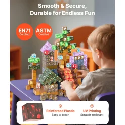 VEVOR Magnetic Blocks, 150 PCS Dark Castle Set, Magnetic Building Cubes for Kids, STEM Montessori Sensory Toys for Christmas Birthday Gift, Construction Stacking Toy for 3+ Years Old Boys & Girls