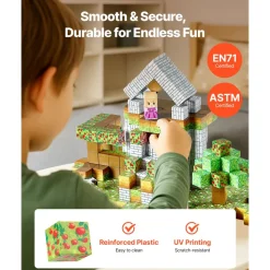 VEVOR Magnetic Blocks, 150 PCS Forest Castle Set, Magnetic Building Cubes for Kids, STEM Montessori Sensory Toys for Christmas Birthday Gift, Construction Stacking Toy for 3+ Years Old Boys & Girls