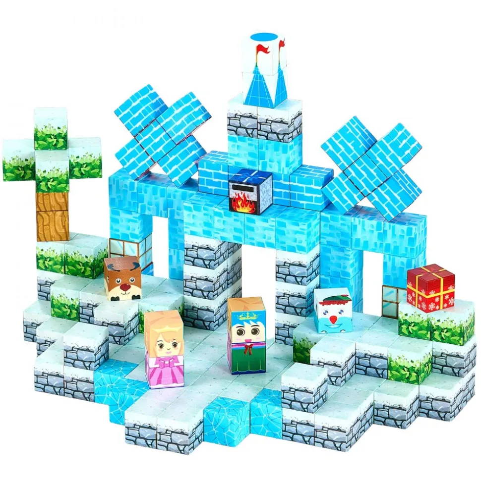 VEVOR Magnetic Blocks, 150 PCS Glacier Castle Set, Magnetic Building Cubes for Kids, STEM Montessori Sensory Toys for Christmas Birthday Gift, Construction Stacking Toy for 3+ Years Old Boys & Girls