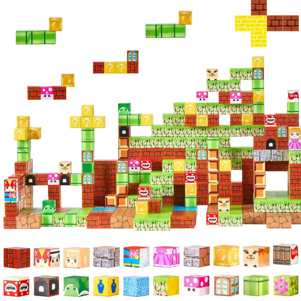 VEVOR Magnetic Blocks, 100 PCS Magnet Blocks Set, Magnetic Building Cubes for Kids, STEM Montessori Sensory Toys for Christmas Birthday Gift, Construction Stacking Toy for 3+ Years Old Boys & Girls