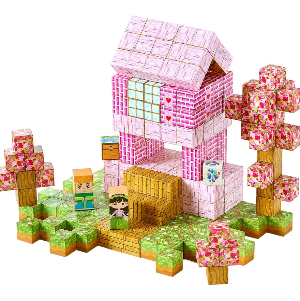 VEVOR Magnetic Blocks, 100 PCS Princess Castle Set, Magnetic Building Cubes for Kids, STEM Montessori Sensory Toys for Christmas Birthday Gift, Construction Stacking Toy for 3+ Years Old Boys & Girls