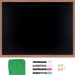 VEVOR Magnetic Chalk Board, Hanging Message Signs with Chalks, Vintage Chalkboard Sign, Rustic Brown Framed Calendar and Bulletin Combo Boards, 35