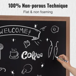 VEVOR Magnetic Chalk Board, Hanging Message Signs with Chalks, Vintage Chalkboard Sign, Rustic Brown Framed Calendar and Bulletin Combo Boards, 35