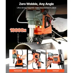 VEVOR Magnetic Drill Press, 1400 W, 2 inch Boring Diameter, 0-750 RPM Speed, Reversible Direction, Mag Drill Press with 11 Core Bits, Electric Drilling Machine for Industrial and Home Improvement