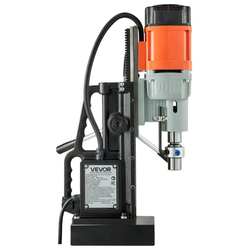 VEVOR Magnetic Drill Press, 1550 W, 2.4 in Boring Diameter, 2922 lbf Power Mag Drill Press, 0-600 RPM Adjustable Speed, Morse Taper, M3-M16 Tapping, for Metal Surface, Industrial and Home Improvement
