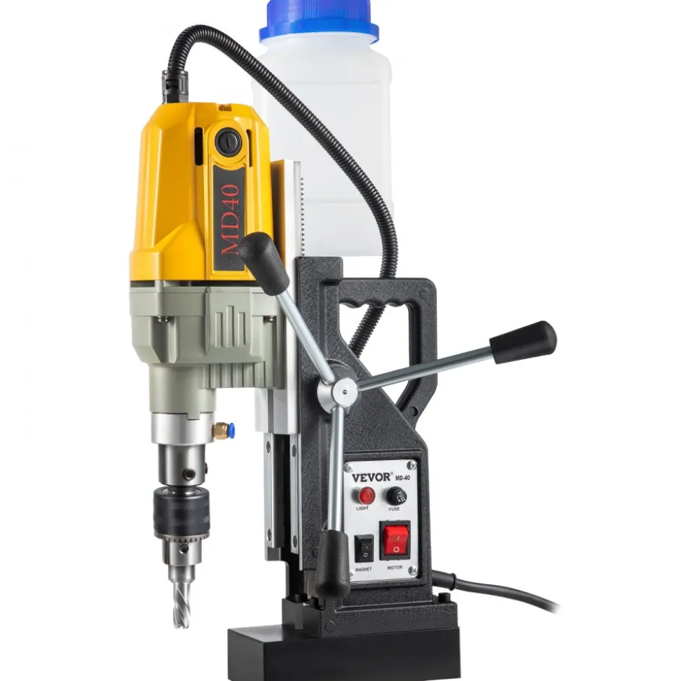 VEVOR Magnetic Drill, 1100W 1.57" Boring Diameter, 2697lbf/12000N Portable Electric Mag Drill Press with 7 Bits, 580 RPM Max Speed Drilling Machine for any Surface and Home Improvement