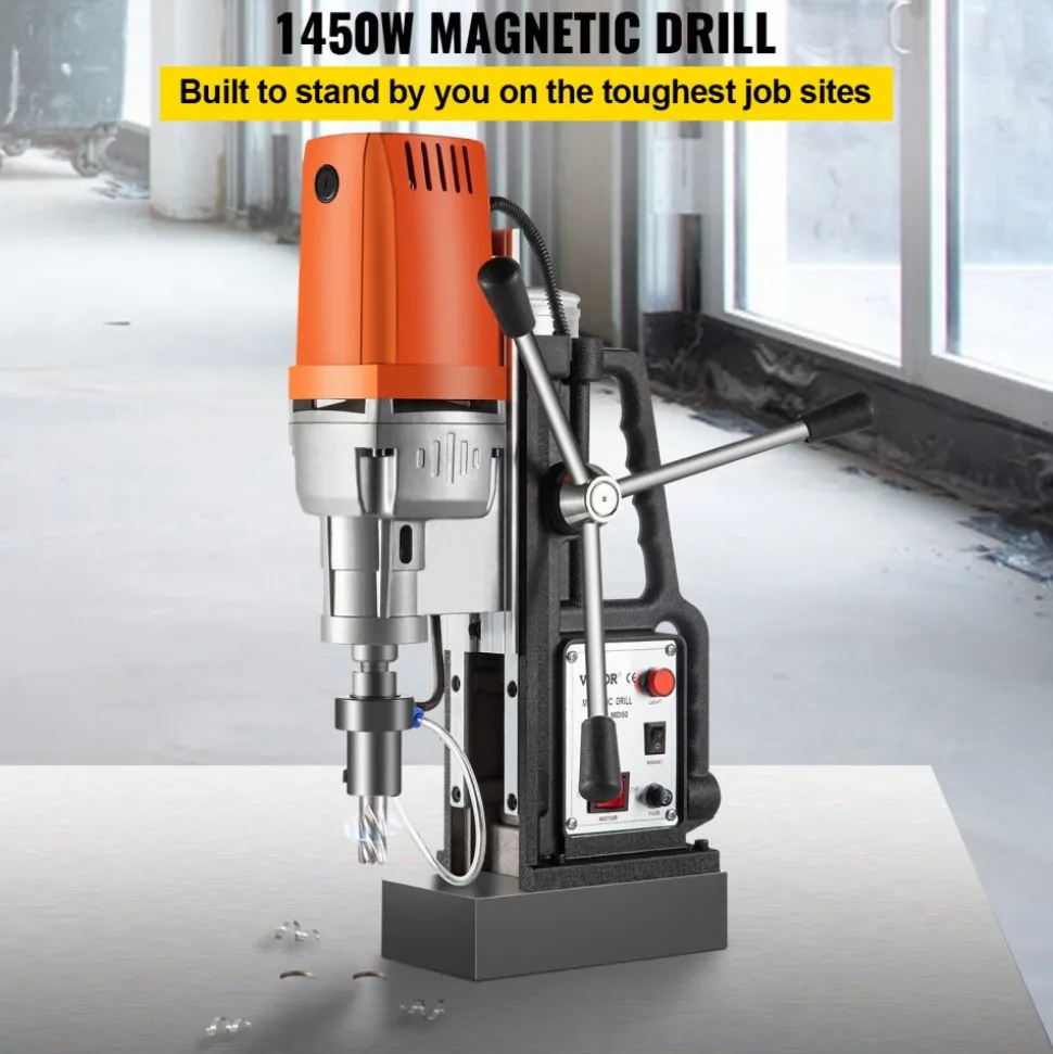 VEVOR Magnetic Drill 1450W Magnetic Drill Press with 2Inch Boring Diameter Annular Cutter Machine 2900 LBS 11pcs HSS Annular Cutter Bits