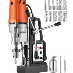 VEVOR Magnetic Drill 1450W Magnetic Drill Press with 2Inch Boring Diameter Annular Cutter Machine 2900 LBS 11pcs HSS Annular Cutter Bits