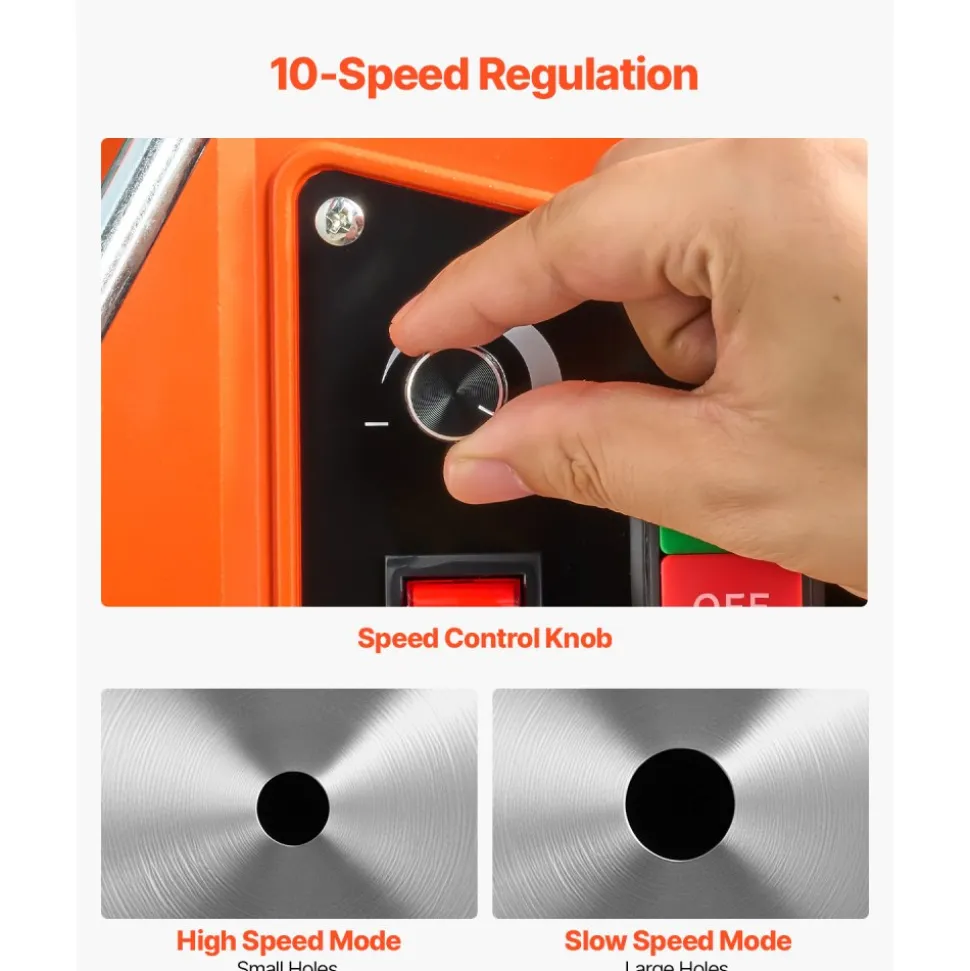 VEVOR Magnetic Drill, 1550W Motor 2 in Coring Diameter, 2922 lbf Magnetic Force, 0-550 RPM Variable Speed, Portable Electric Mag Drill Press Drilling Machine for Metal Surface, Home Improvement