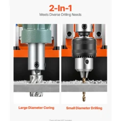 VEVOR Magnetic Drill, 1550W Motor 2 in Coring Diameter, 2922 lbf Magnetic Force, 0-550 RPM Variable Speed, Portable Electric Mag Drill Press Drilling Machine for Metal Surface, Home Improvement