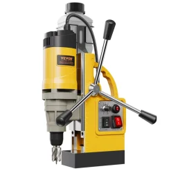 VEVOR Magnetic Drill, 1450W Motor 2 in Boring Diameter, 2878 lbf Electric Mag Drill Press, with 6 Coring Bits, Variable Speed, Drilling Machine for Metal Surface, Home Improvement Industry, Yellow