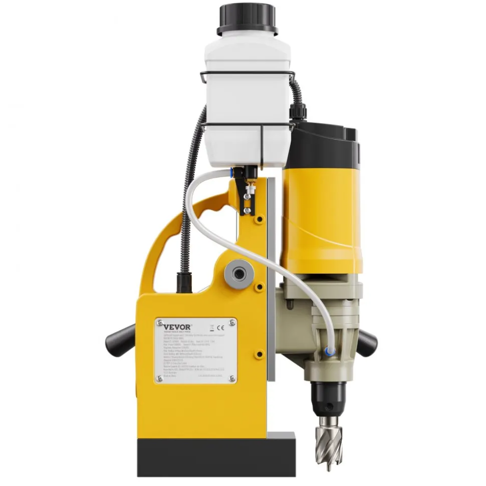 VEVOR Magnetic Drill, 1450W Motor 2 in Boring Diameter, 2878 lbf Electric Mag Drill Press, with 6 Coring Bits, Variable Speed, Drilling Machine for Metal Surface, Home Improvement Industry, Yellow