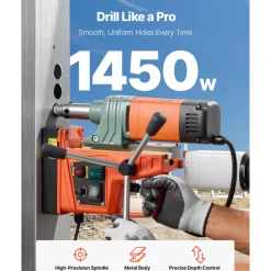 VEVOR Magnetic Drill, 1450W Motor 2 in Coring Diameter, 2922 lbf Magnetic Force, Portable Electric Mag Drill Press with 6 Coring Bits, Variable Speed, Drilling Machine for Metal Surface, Industrial