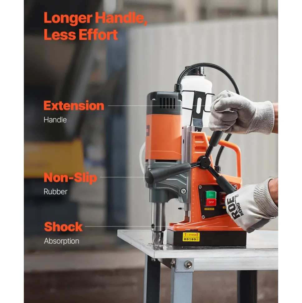 VEVOR Magnetic Drill, 1300W Motor 1.6 in Boring Diameter, 2810 lbf Portable Electric Mag Drill Press, 810 RPM No-Load Speed, Drilling Machine for Metal Surface, Industrial and Home Improvement