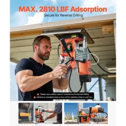 VEVOR Magnetic Drill, 1300W Motor 1.6 in Boring Diameter, 2810 lbf Portable Electric Mag Drill Press, 810 RPM No-Load Speed, Drilling Machine for Metal Surface, Industrial and Home Improvement