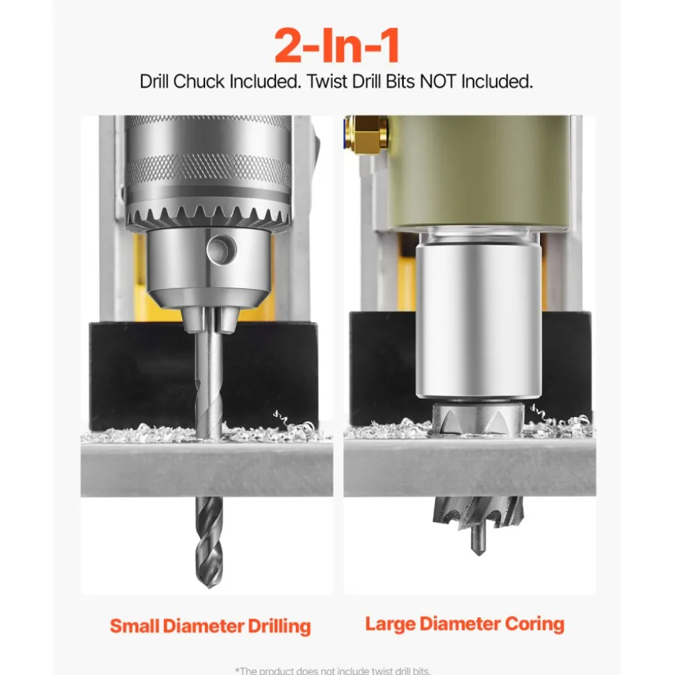 VEVOR Magnetic Drill, 1400W Motor 1.6 in Boring Diameter, 2810 lbf Portable Electric Mag Drill Press, 800 RPM No-Load Speed, Drilling Machine for Metal Surface, Industrial and Home Improvement