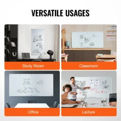 VEVOR Magnetic Glass Whiteboard, Dry Erase Board 72