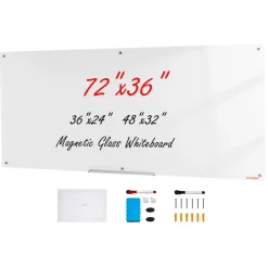 VEVOR Magnetic Glass Whiteboard, Dry Erase Board 72
