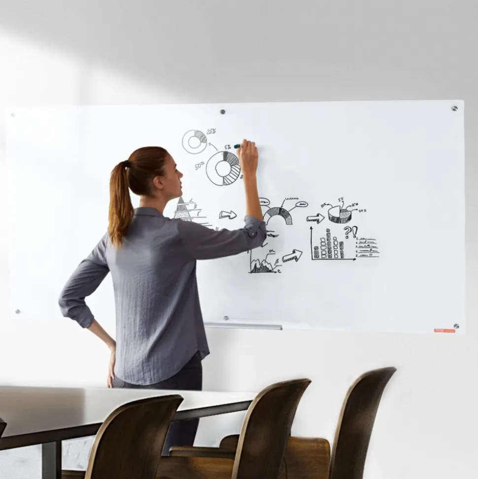 VEVOR Magnetic Glass Whiteboard, Dry Erase Board 72"x36", Wall-Mounted Large White Glassboard Frameless, with Marker Tray, an Eraser and 2 Markers, White