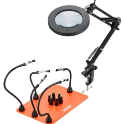 VEVOR Magnetic Helping Hands Soldering Station, 4 Flexible Arms Third Hand Tool, with 6 PCB Pillar Holders & 360 Hot Air Gun Holder, Heavy-Duty Base Soldering Helper for Electronic Repair Craft
