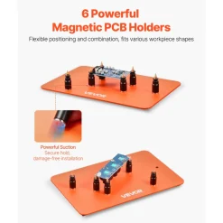 VEVOR Magnetic Helping Hands Soldering Station, 4 Flexible Arms Third Hand Tool, with 6 PCB Pillar Holders & 360 Hot Air Gun Holder, Heavy-Duty Base Soldering Helper for Electronic Repair Craft