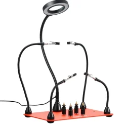 VEVOR Magnetic Helping Hands Soldering Station, 4 Flexible Arms Third Hand Soldering Tool, with 3X LED Magnifying Lamp, 4 PCB  Pillar Holder & Heavy-Duty Base, Electronic Repair Craft Hobby DIY
