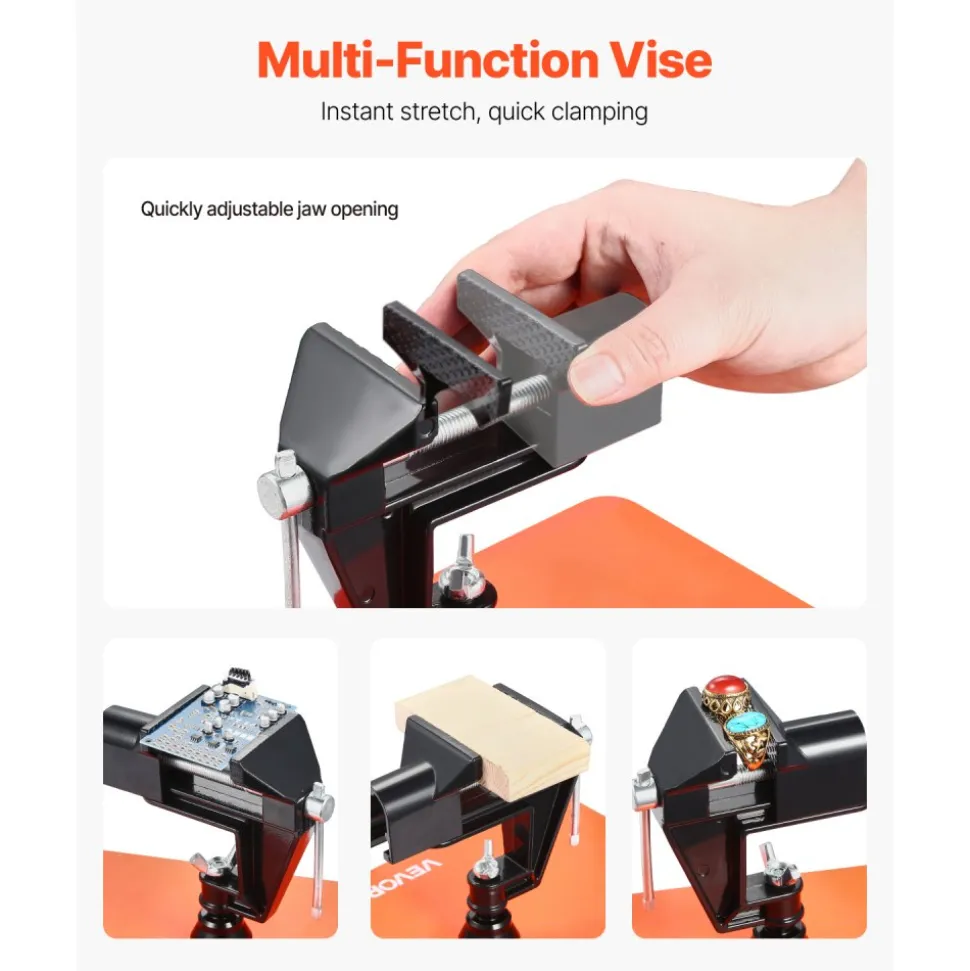 VEVOR Magnetic Helping Hands Soldering Station, 4 Arms Third Hand Tool, with Vise, 3X LED Magnifying Lamp, 4 PCB Holder & 360 Hot Air Gun Holder, Soldering Helper for Electronic Repair Craft Hobby DIY