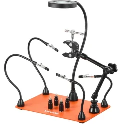 VEVOR Magnetic Helping Hands Soldering Station, 4 Flexible Arms Third Hand Tool with 3X LED Magnifying Lamp & Non-Slip Heavy-Duty Base, Soldering Helping Hands for Electronic Repair Craft Hobby DIY