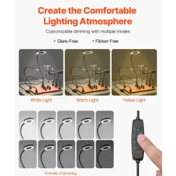 VEVOR Magnetic Helping Hands Soldering Station, 4 Flexible Arms Third Hand Tool with 3X LED Magnifying Lamp & Non-Slip Heavy-Duty Base, Soldering Helping Hands for Electronic Repair Craft Hobby DIY