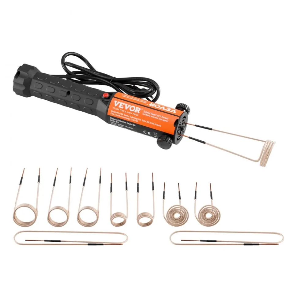 VEVOR Magnetic Induction Heater Kit, 1000w 110V Portable Hand-held Induction Heater with 10PCS Induction Coils, No-Flame Induction Heater Bolt Remover with Case, Fit for Removing Rusty Bolts & Nuts