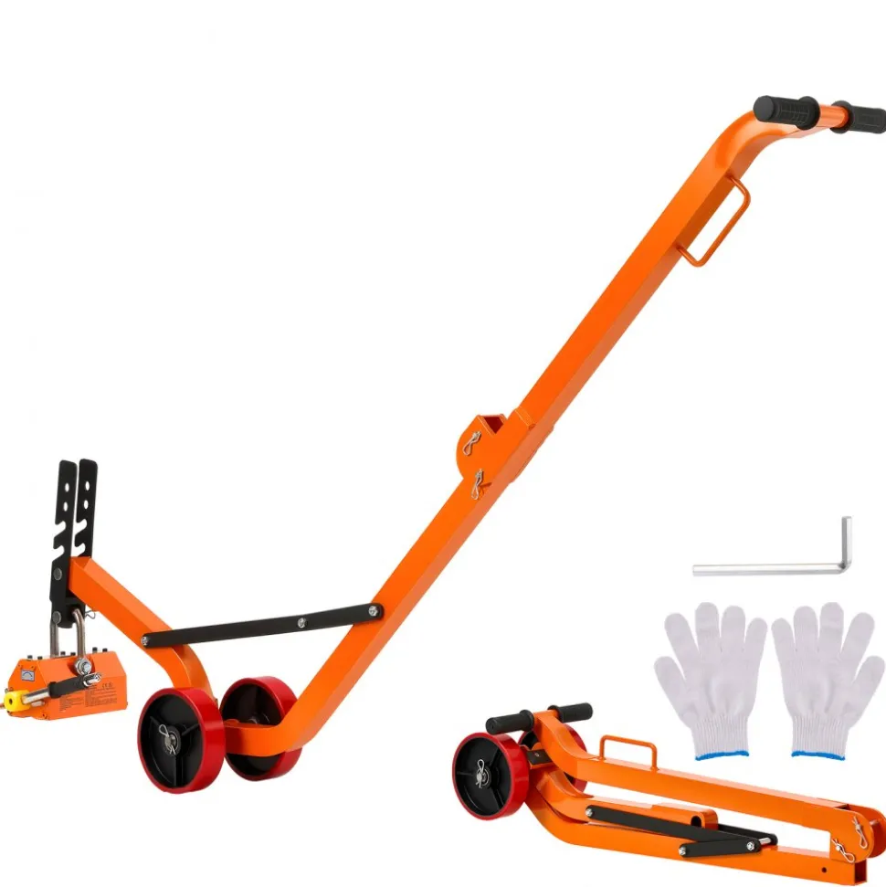 VEVOR Magnetic Lid Lifter Dolly, 1320 lbs Pulling Capacity, Steel Dolly with Heavy Duty Magnet Lift and 2 Wheels, Adjustable Handle, N42 Neodymium, Foldable and Portable, for Lifting Manhole Covers
