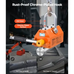 VEVOR Magnetic Lid Lifter Dolly, 1320 lbs Pulling Capacity, Steel Dolly with Heavy Duty Magnet Lift and 2 Wheels, Adjustable Handle, N42 Neodymium, Foldable and Portable, for Lifting Manhole Covers