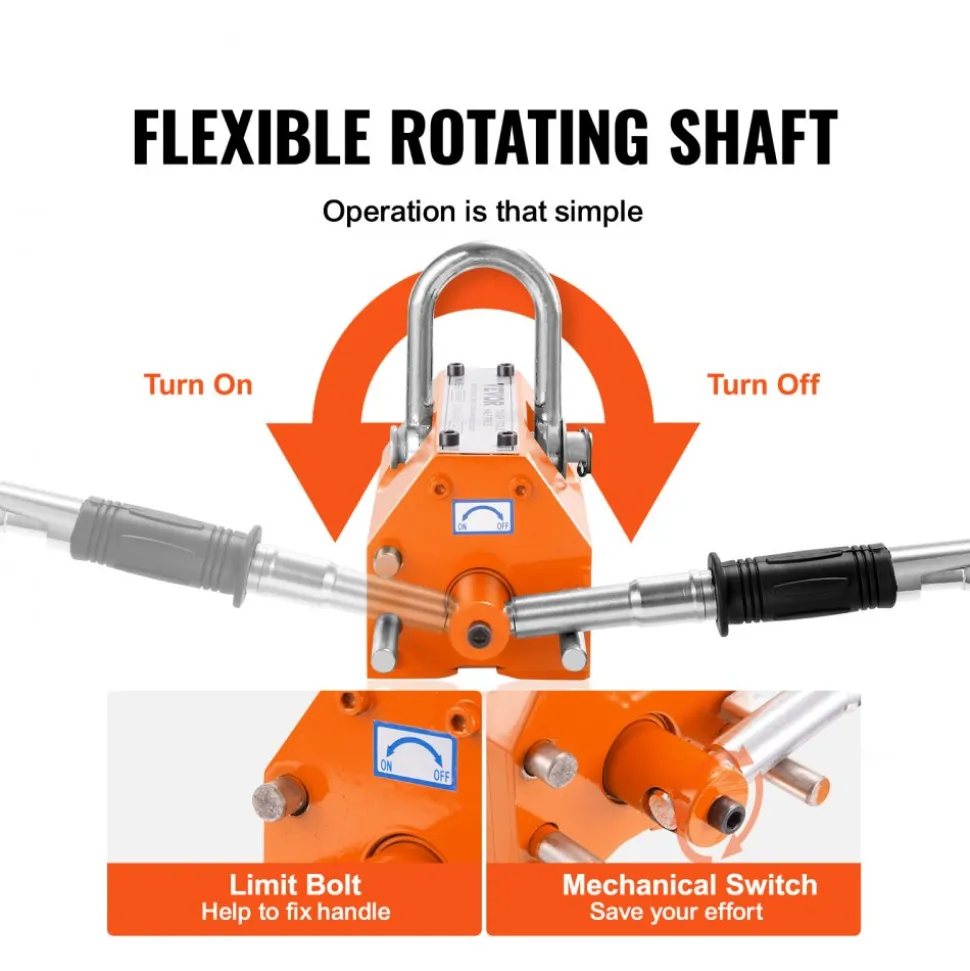 VEVOR Magnetic Lifter, 2200lbs/1000kg Pulling Capacity, 2.5 Safety Factor, Neodymium & Steel, Lifting Magnet with Release, Permanent Lift Magnets, Heavy Duty Magnet for Hoist, Shop Crane, Block, Board