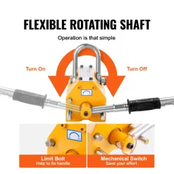 VEVOR Magnetic Lifter, 3300lbs/1500kg Pulling Capacity, 2.5 Safety Factor, Neodymium & Steel, Lifting Magnet with Release, Permanent Lift Magnets, Heavy Duty Magnet for Hoist, Shop Crane, Block, Board