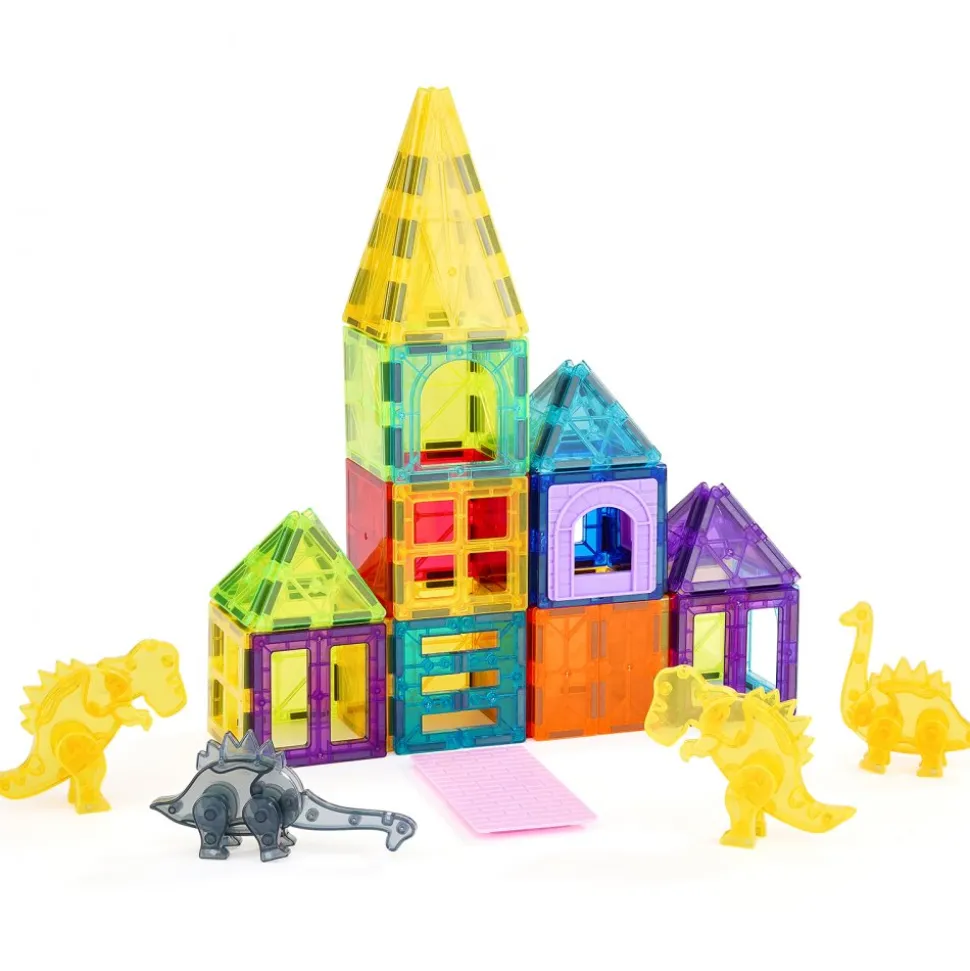 VEVOR Magnetic Tiles, 56 PCS Magnetic Animals Building Blocks for Kids, Magnet Building Set with 4 Dinosaurs, STEM Sensory Educational Construction Stacking Toys Gift for Toddlers Boys Girls Aged 3+