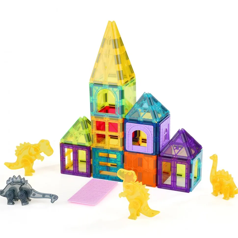VEVOR Magnetic Tiles, 56 PCS Magnetic Animals Building Blocks for Kids, Magnet Building Set with 4 Dinosaurs, STEM Sensory Educational Construction Stacking Toys Gift for Toddlers Boys Girls Aged 3+