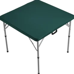 VEVOR Mahjong Table, Fold-in-Half 4 Player Card Table with Wear-Resistant Green Tabletop, Portable Bi-Folding Square Domino Table with Carrying Handle for Outdoor Camping Picnic Party, 34 x 34-inch