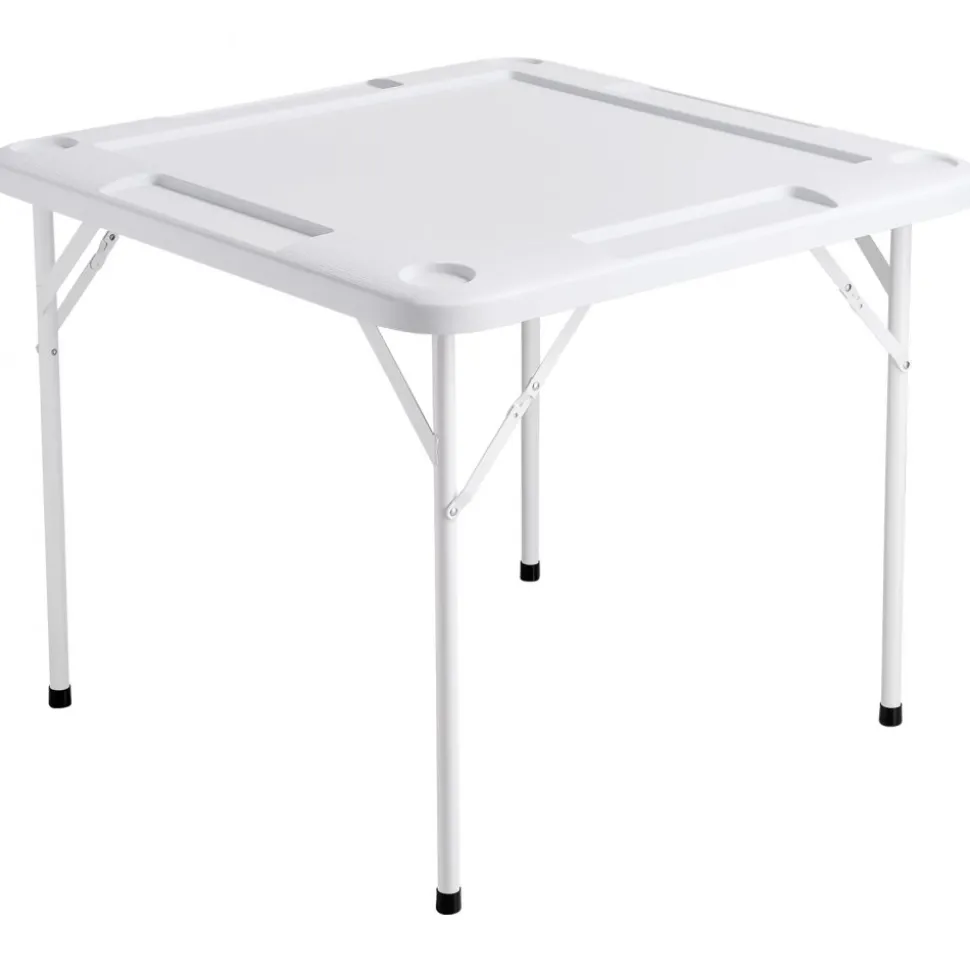 VEVOR Mahjong Table, 4 Player Folding Domino Table with Wear-Resistant Green Tabletop, Portable Square Card Table with 4 Cup Holders & 4 Chip Trays for Mahjong Poker Puzzles, 35.4 x 35.4-inch