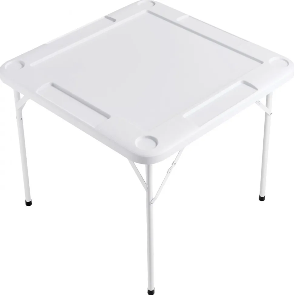 VEVOR Mahjong Table, 4 Player Folding Domino Table with Wear-Resistant Green Tabletop, Portable Square Card Table with 4 Cup Holders & 4 Chip Trays for Mahjong Poker Puzzles, 35.4 x 35.4-inch