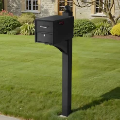 VEVOR Mailbox Post, 56 x 4 x 4 Inches, Aluminum In-Ground Mounting Mail Box Stand with Universal Plate Bracket, Heavy Duty Metal Post Sleeve Kit for Outside Curbside Residential, Powder Coated Black
